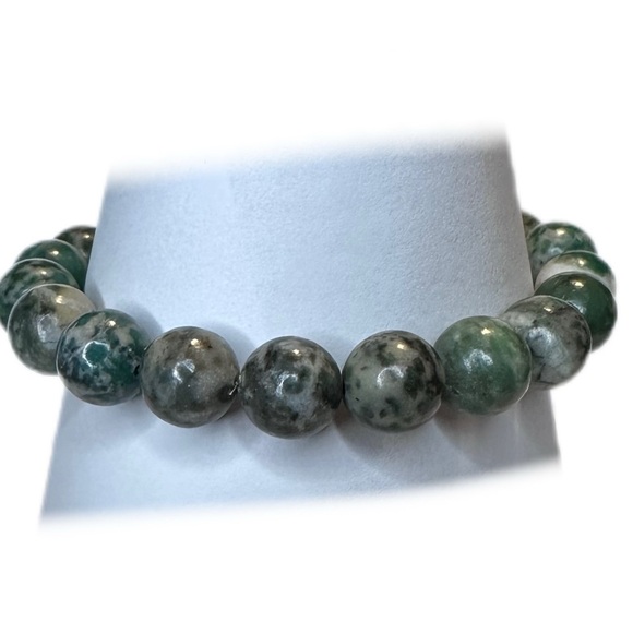 Tree Agate 10mm beads handmade stretch bracelet - Picture 1 of 8